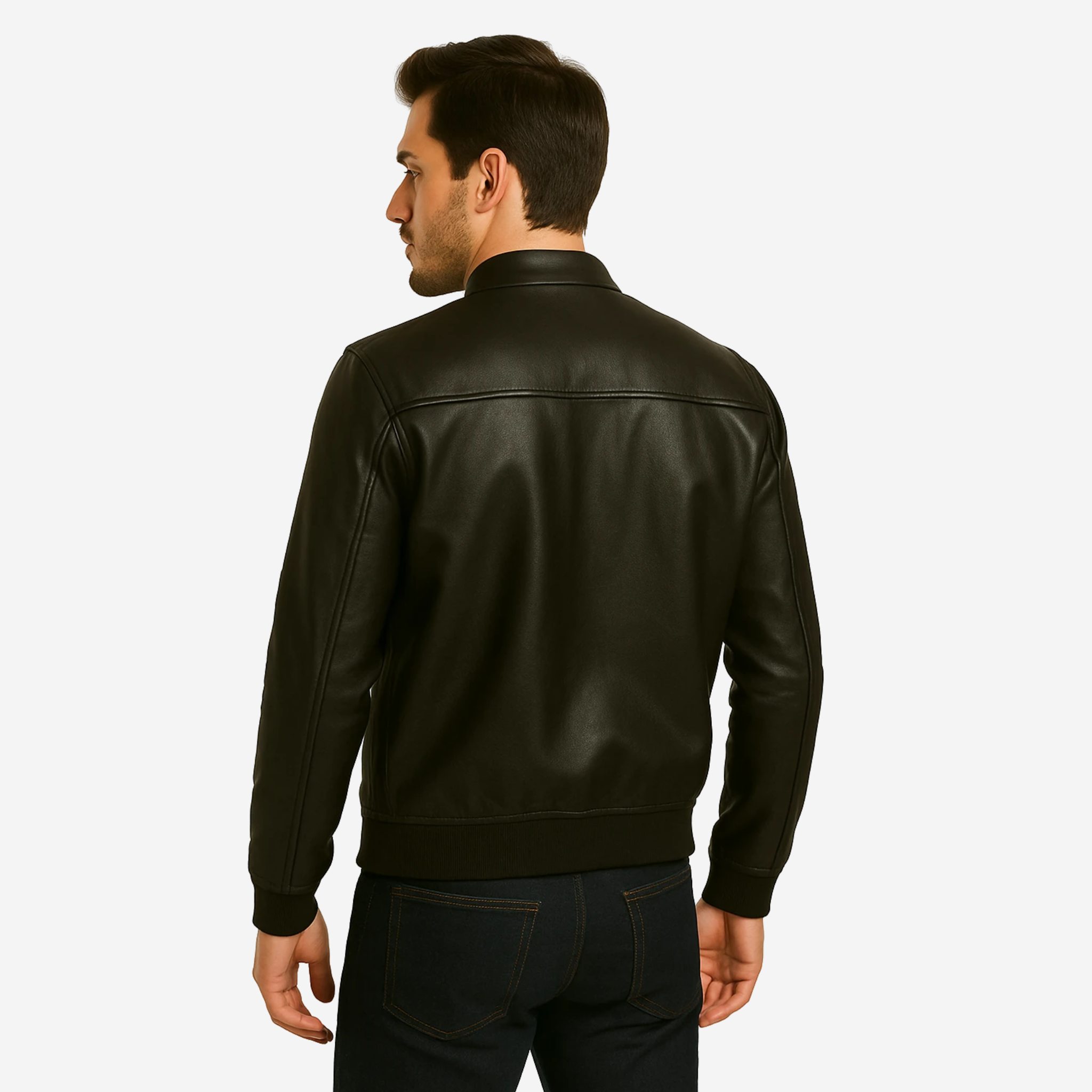 Men’s Black Bomber Leather Jacket – Top Grain Cowhide Nexus Jackets Co