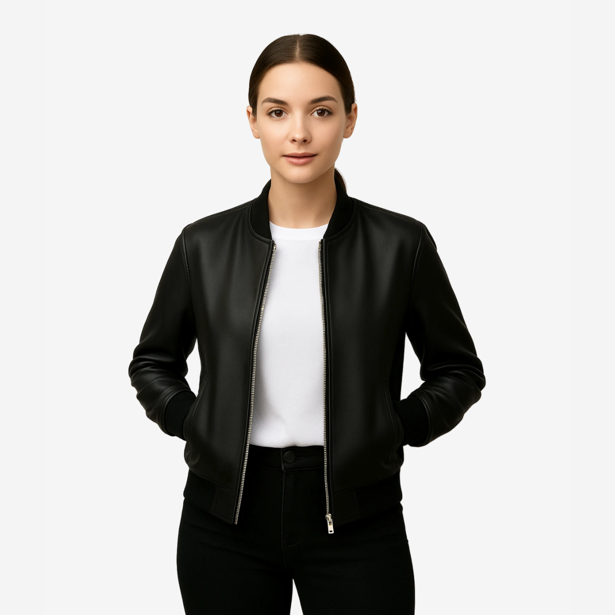 Women’s Bomber Leather Jacket – Top Grain Leather Nexus Jackets Co