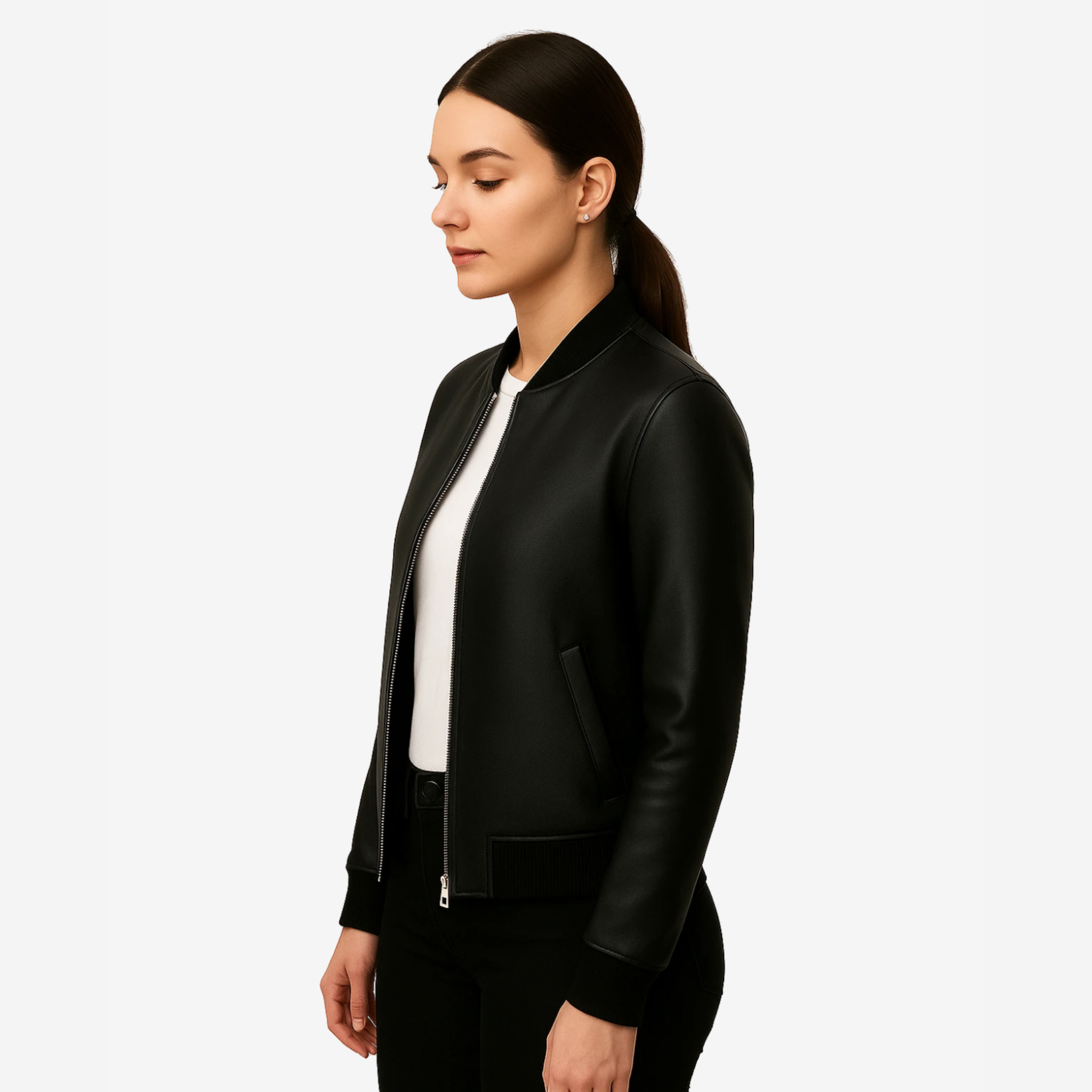 Women’s Bomber Leather Jacket – Top Grain Leather Nexus Jackets Co