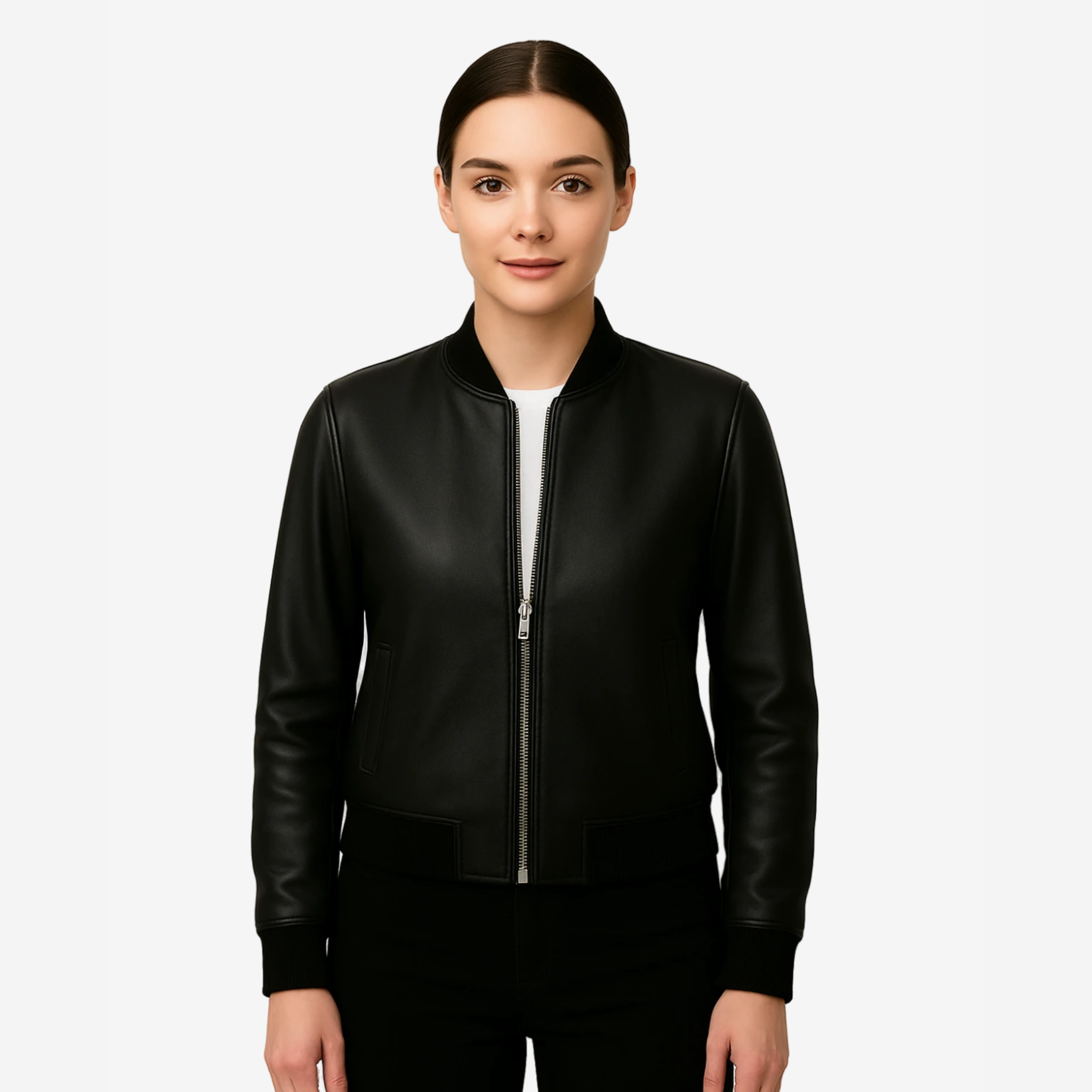 Women’s Bomber Leather Jacket – Top Grain Leather Nexus Jackets Co