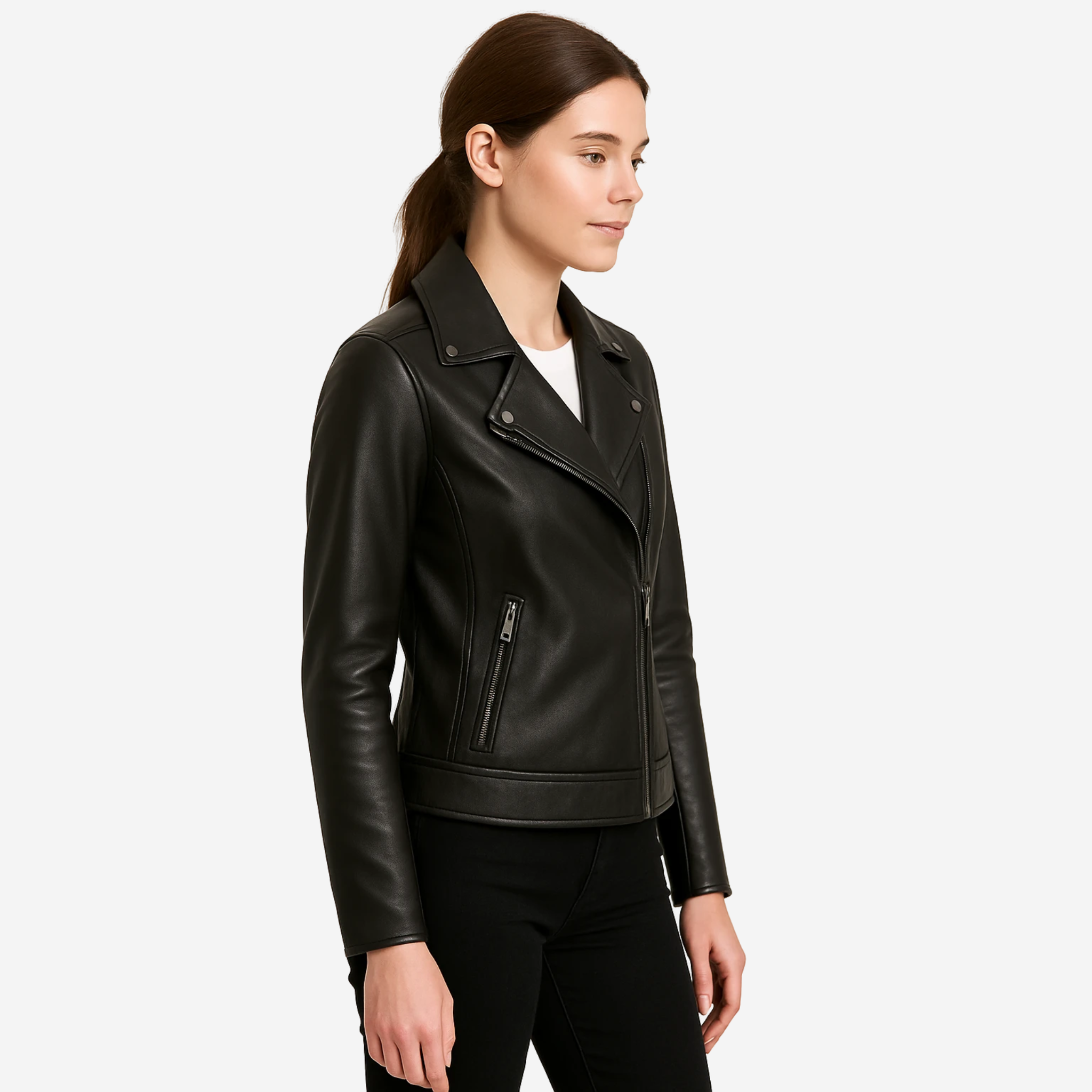 Women’s Black Motorcycle Jacket – Top Grain Cowhide Leather Nexus Jackets Co