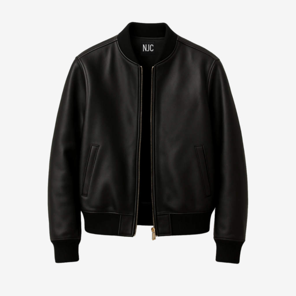 Men’s Black Top-Grain Cowhide Leather Bomber Jacket Nexus Jackets Co