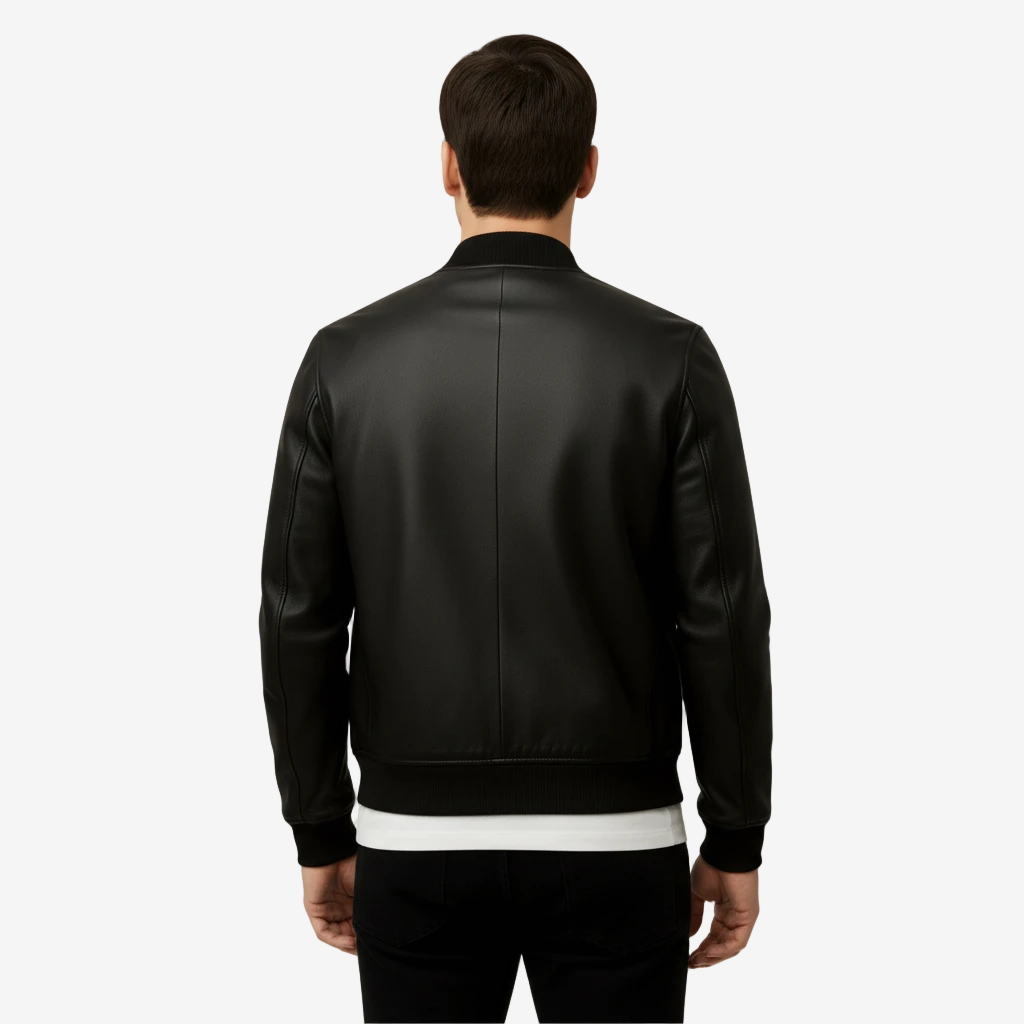 Men's Black Bomber Leather Jacket Nexus Jackets Co