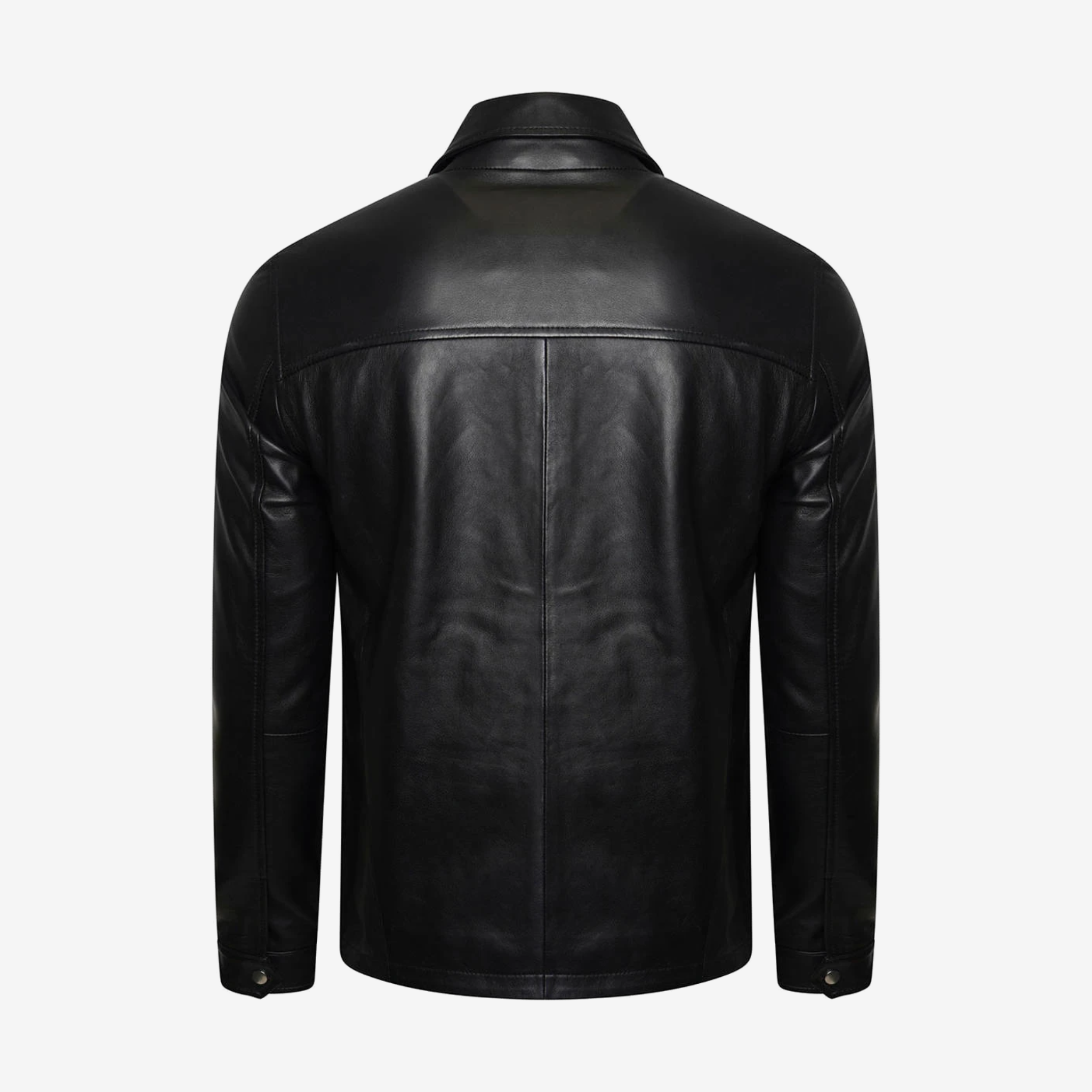 Men’s Black Lambskin Bomber Jacket – Shirt Collar Nexus Jackets Co