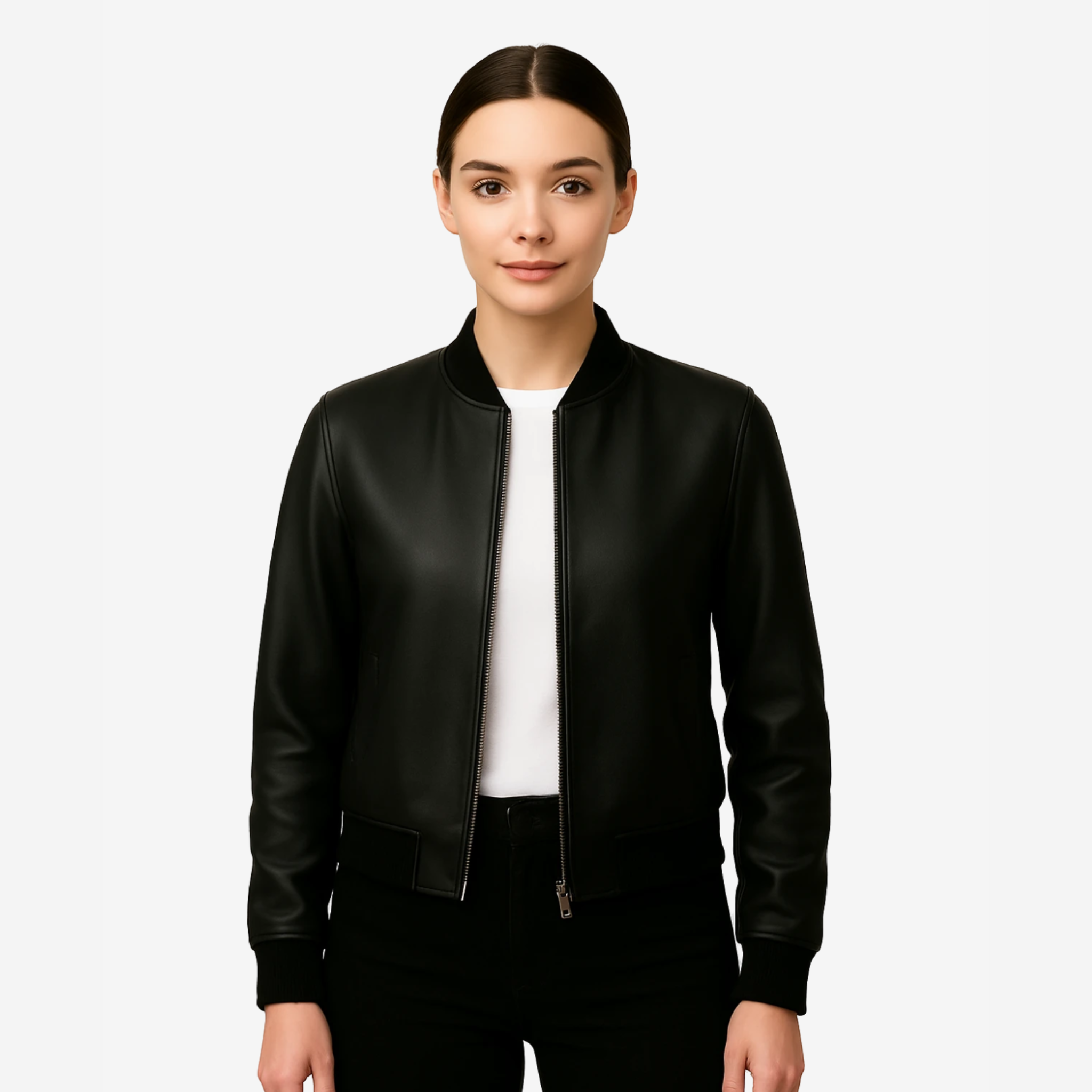 Women’s Bomber Leather Jacket – Top Grain Leather Nexus Jackets Co