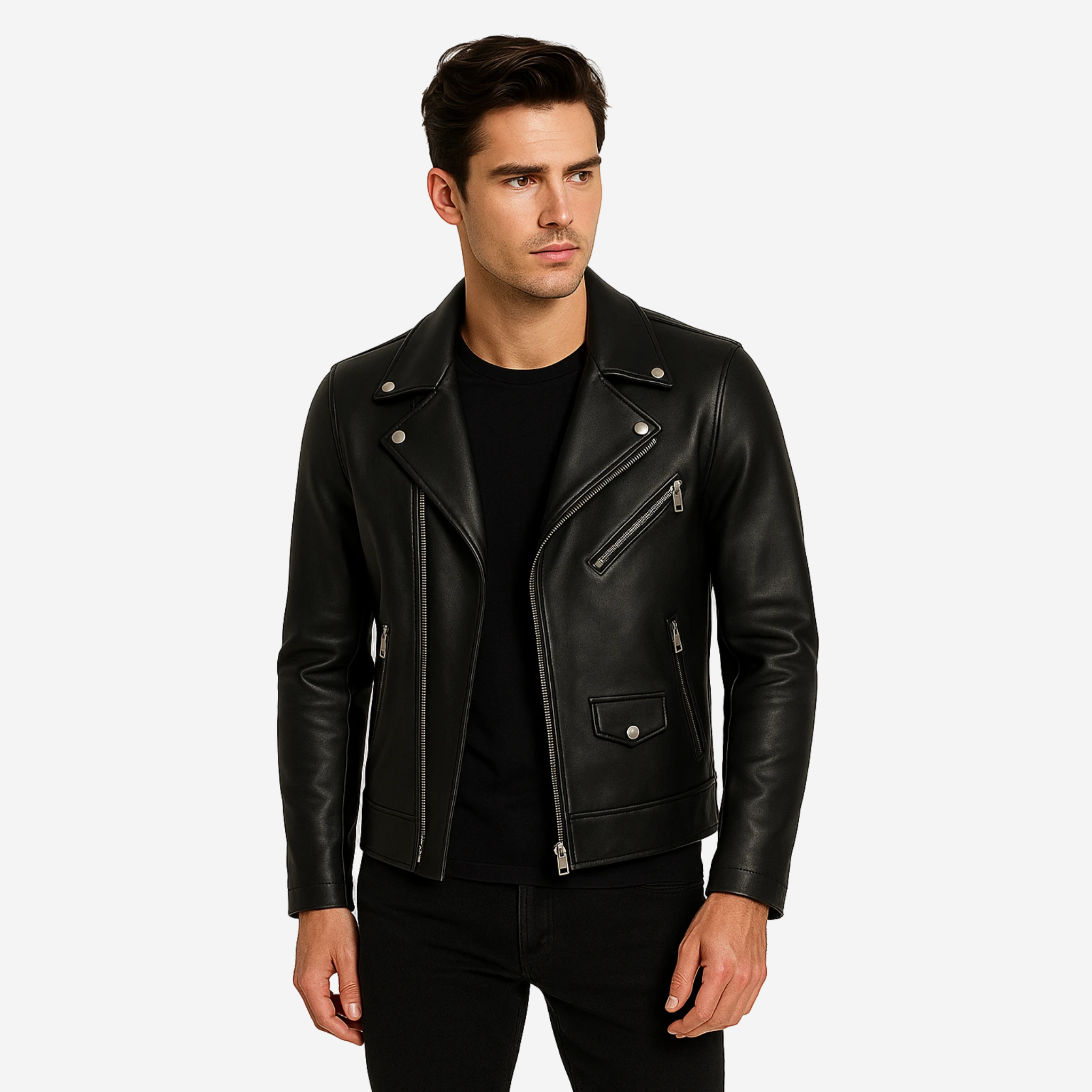 Men’s Black Motorcycle Leather Jacket – Top Grain Cowhide Nexus Jackets Co