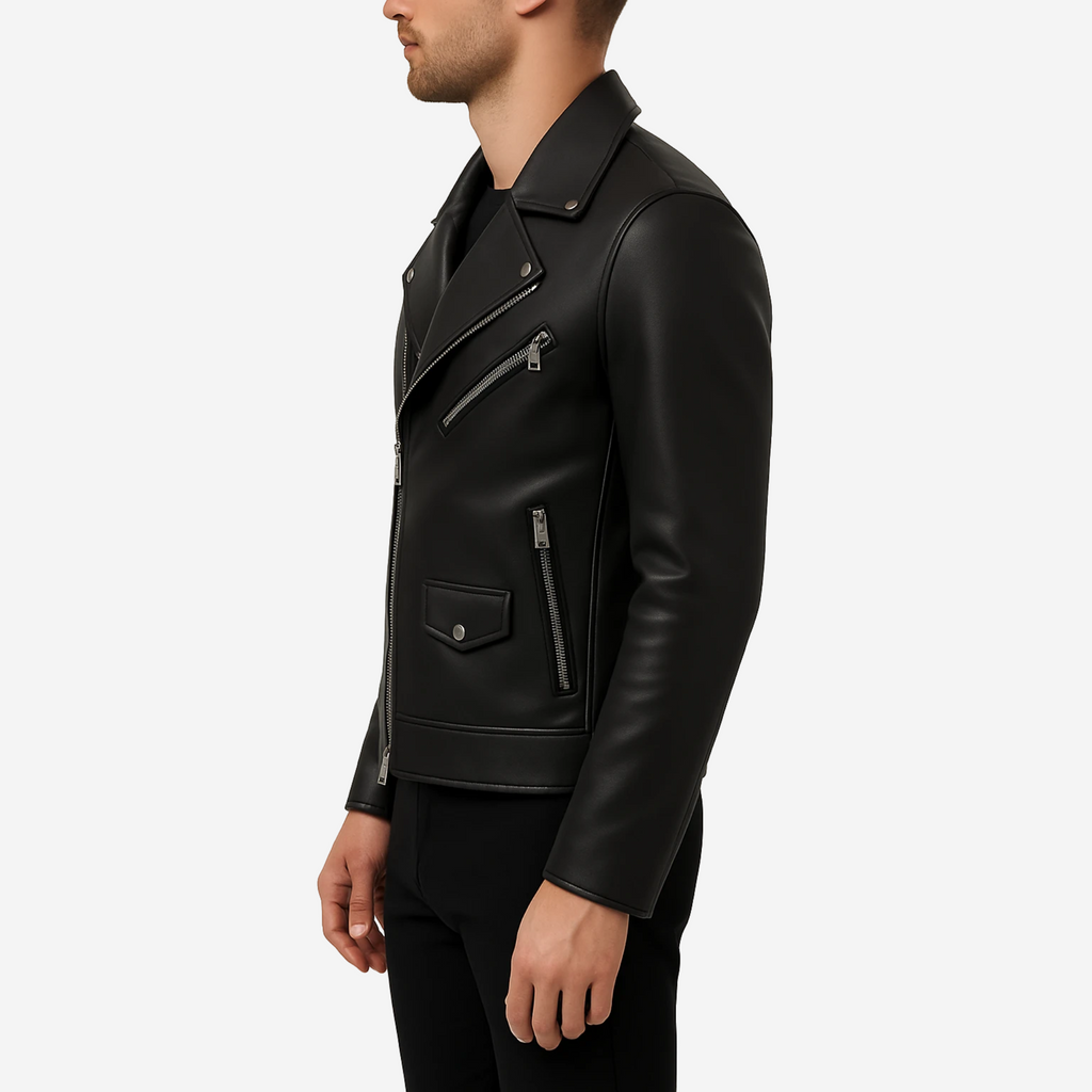 Men’s Black Motorcycle Leather Jacket – Top Grain Cowhide Nexus Jackets Co