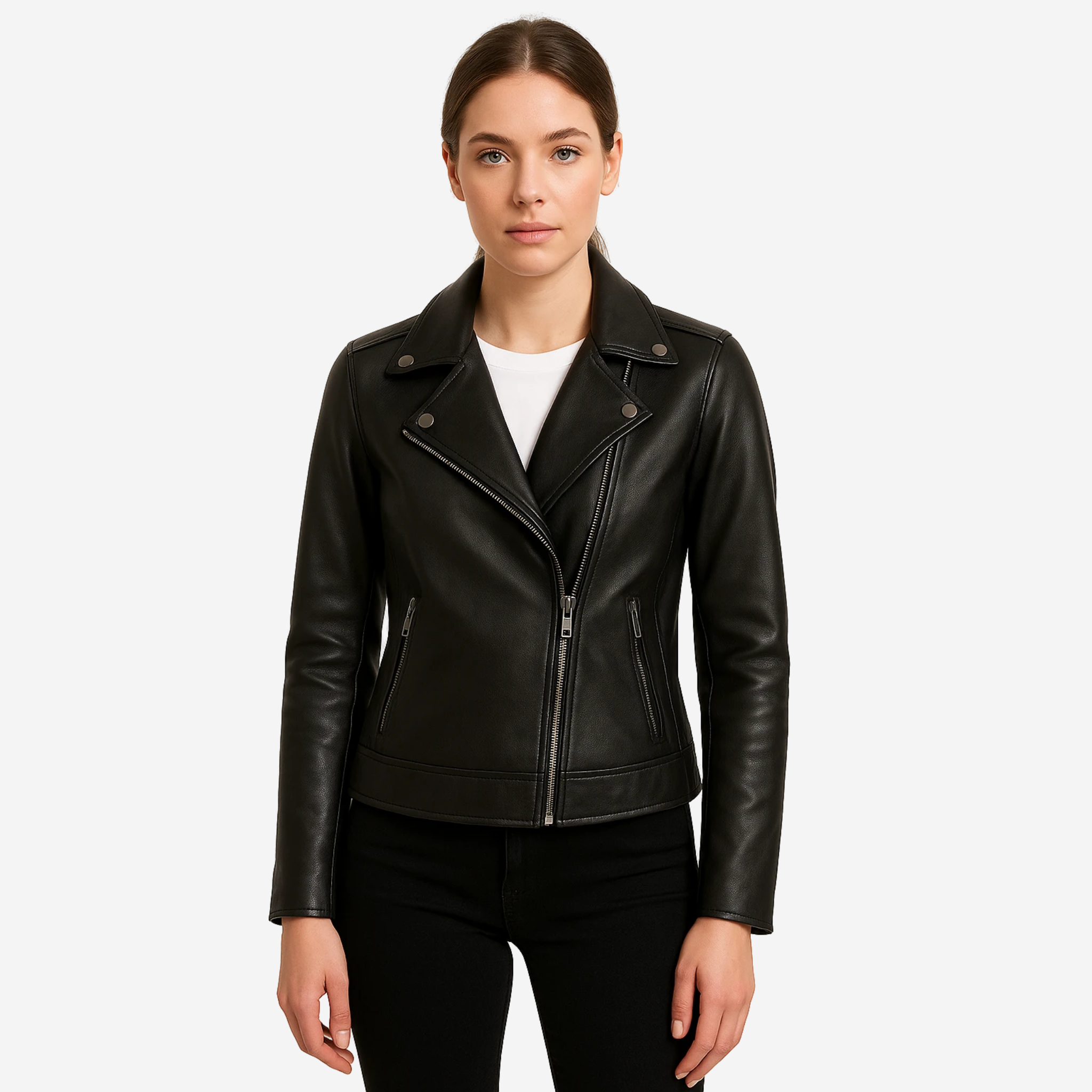 Women’s Black Motorcycle Jacket – Top Grain Cowhide Leather Nexus Jackets Co