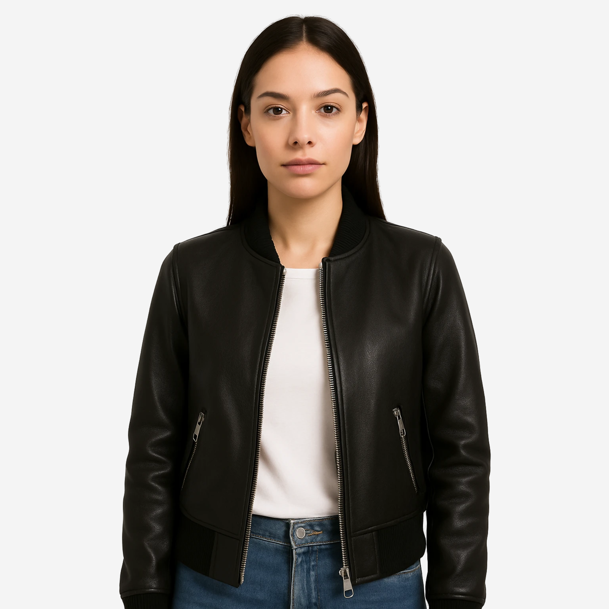 Women’s Black Cowhide Leather Jacket – Real Top Grain Leather Nexus Jackets Co