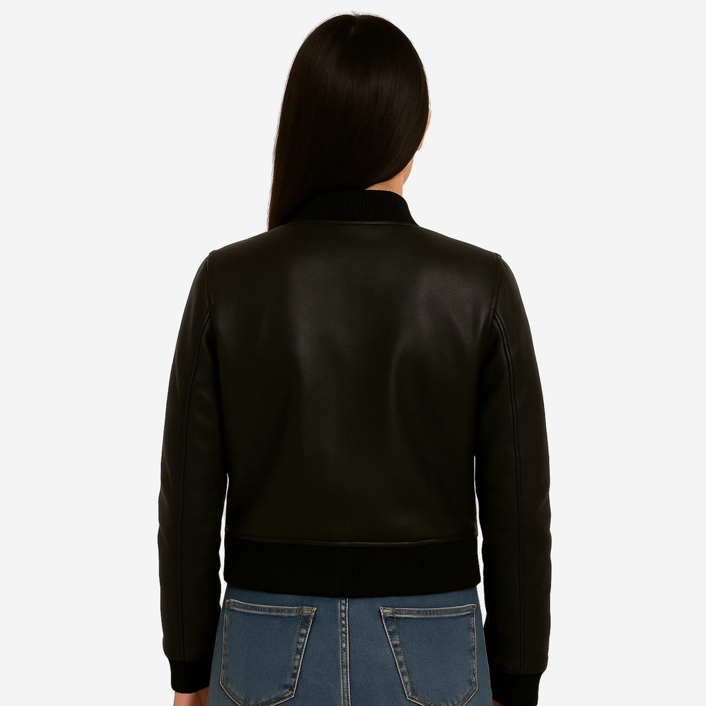 Women’s Black Cowhide Leather Jacket – Real Top Grain Leather Nexus Jackets Co