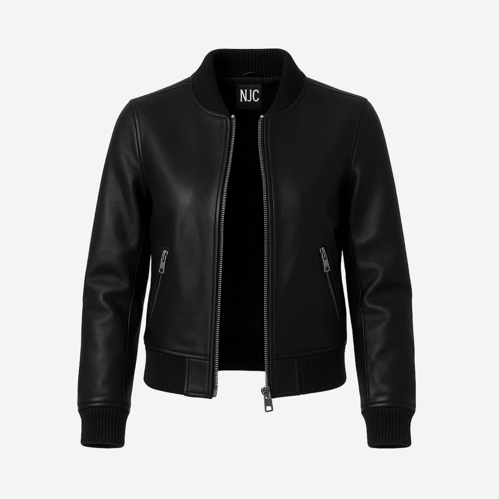 Women’s Black Cowhide Leather Jacket – Real Top Grain Leather Nexus Jackets Co