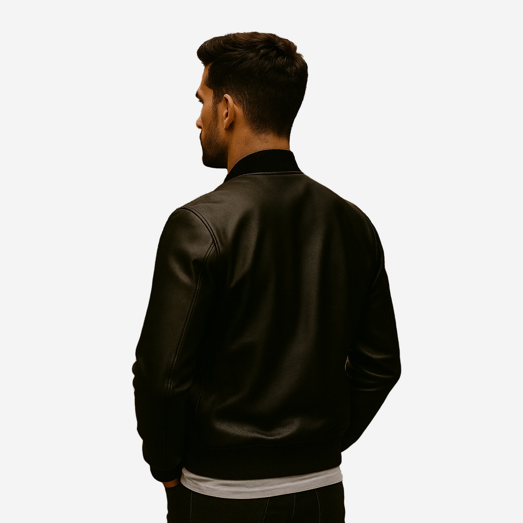 Men’s Black Bomber Jacket – Top Grain Cowhide Leather Nexus Jackets Co