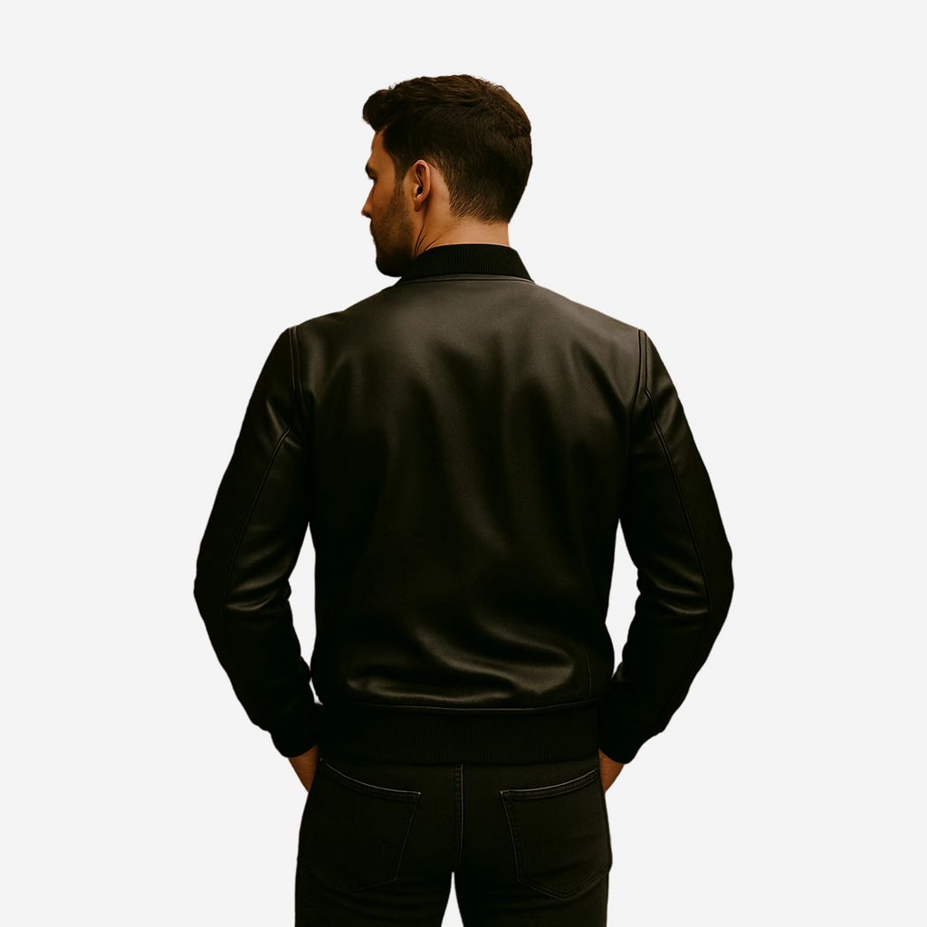Men’s Black Bomber Jacket – Top Grain Cowhide Leather Nexus Jackets Co