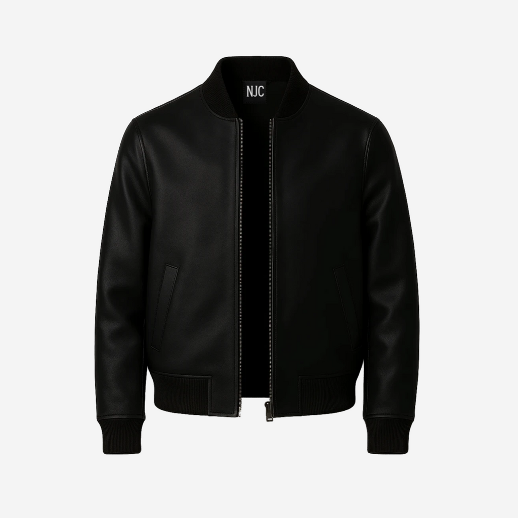 Men’s Black Bomber Jacket – Top Grain Cowhide Leather Nexus Jackets Co