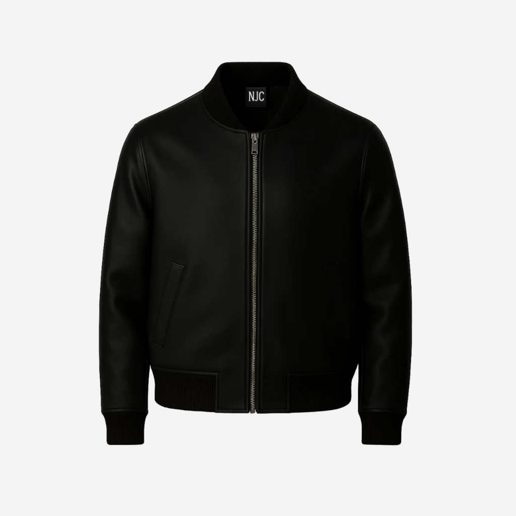 Men’s Black Bomber Jacket – Top Grain Cowhide Leather Nexus Jackets Co